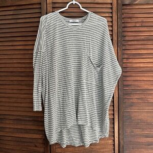 CJLA Gray and White Striped Top